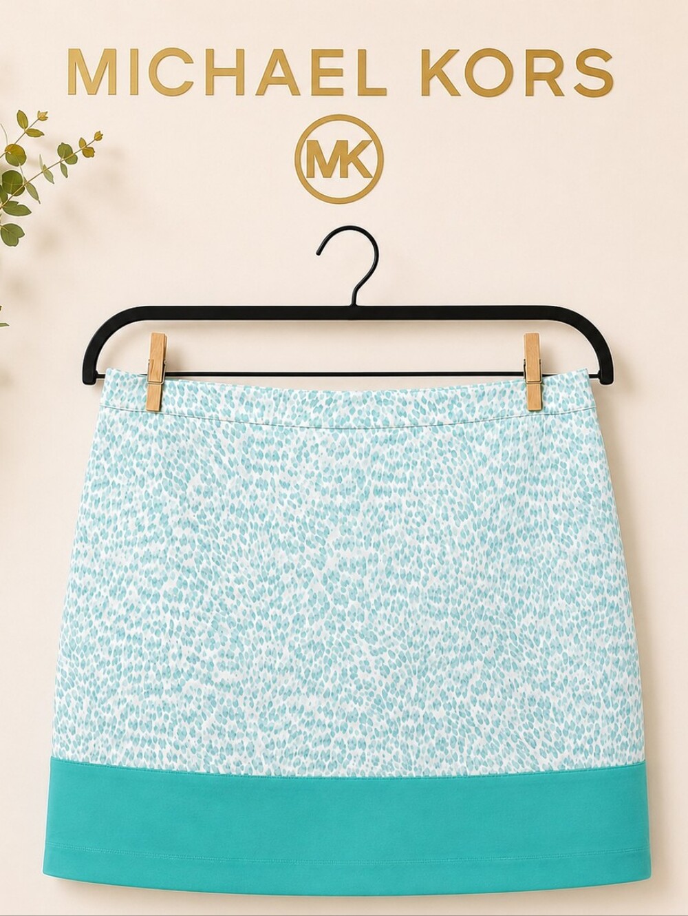Michael Kors Mini Skirt Teal White Size 10